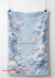 Dior Ocean Shell Floral Flannel Sofa Throw Blanket D213